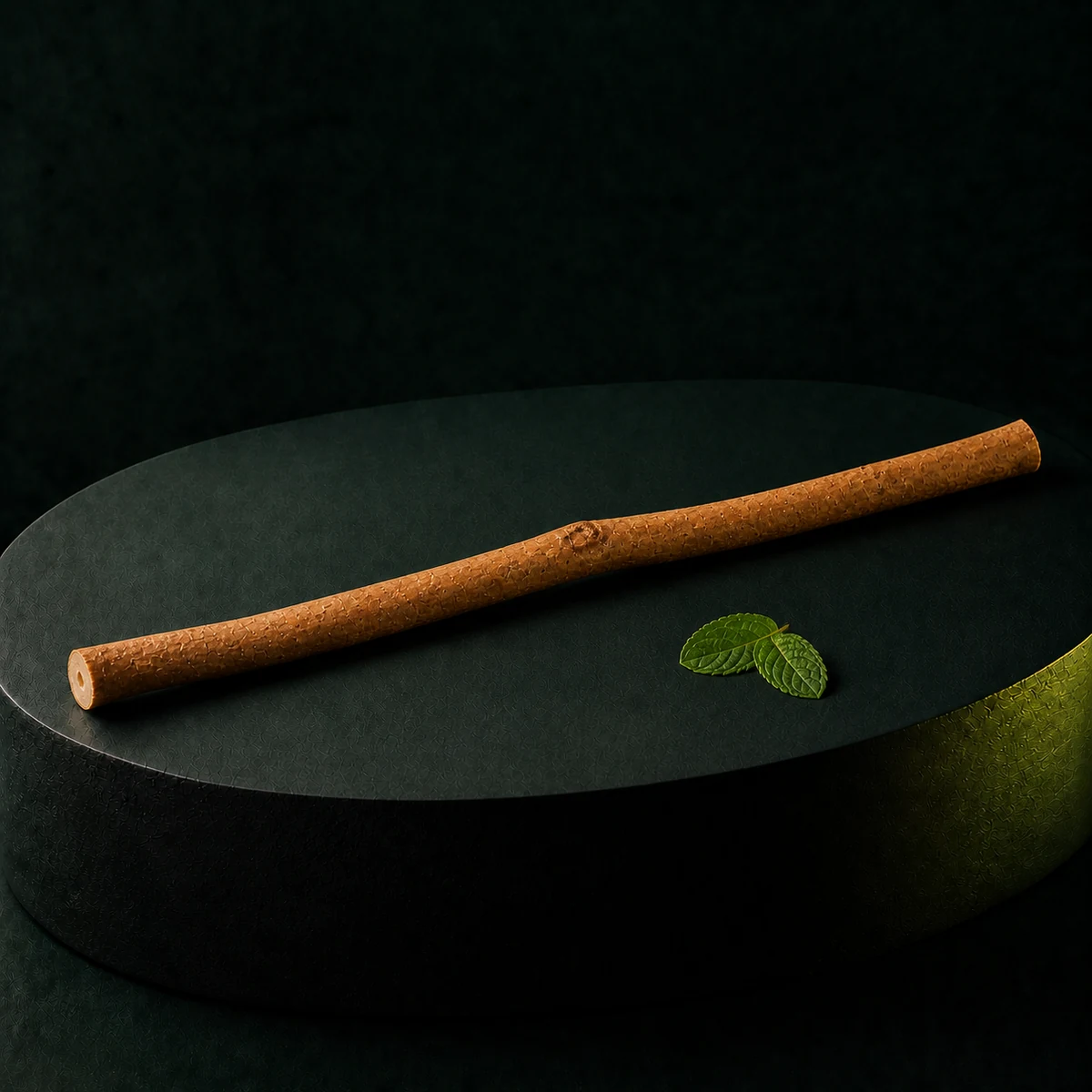 Bâton de siwak menthe nu avec feuilles de menthe