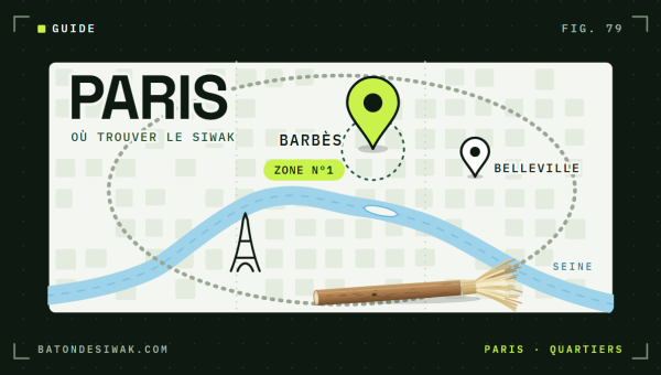 Carte de Paris avec la Seine et le périphérique : Barbès en zone n°1 pour trouver du siwak, Belleville ensuite