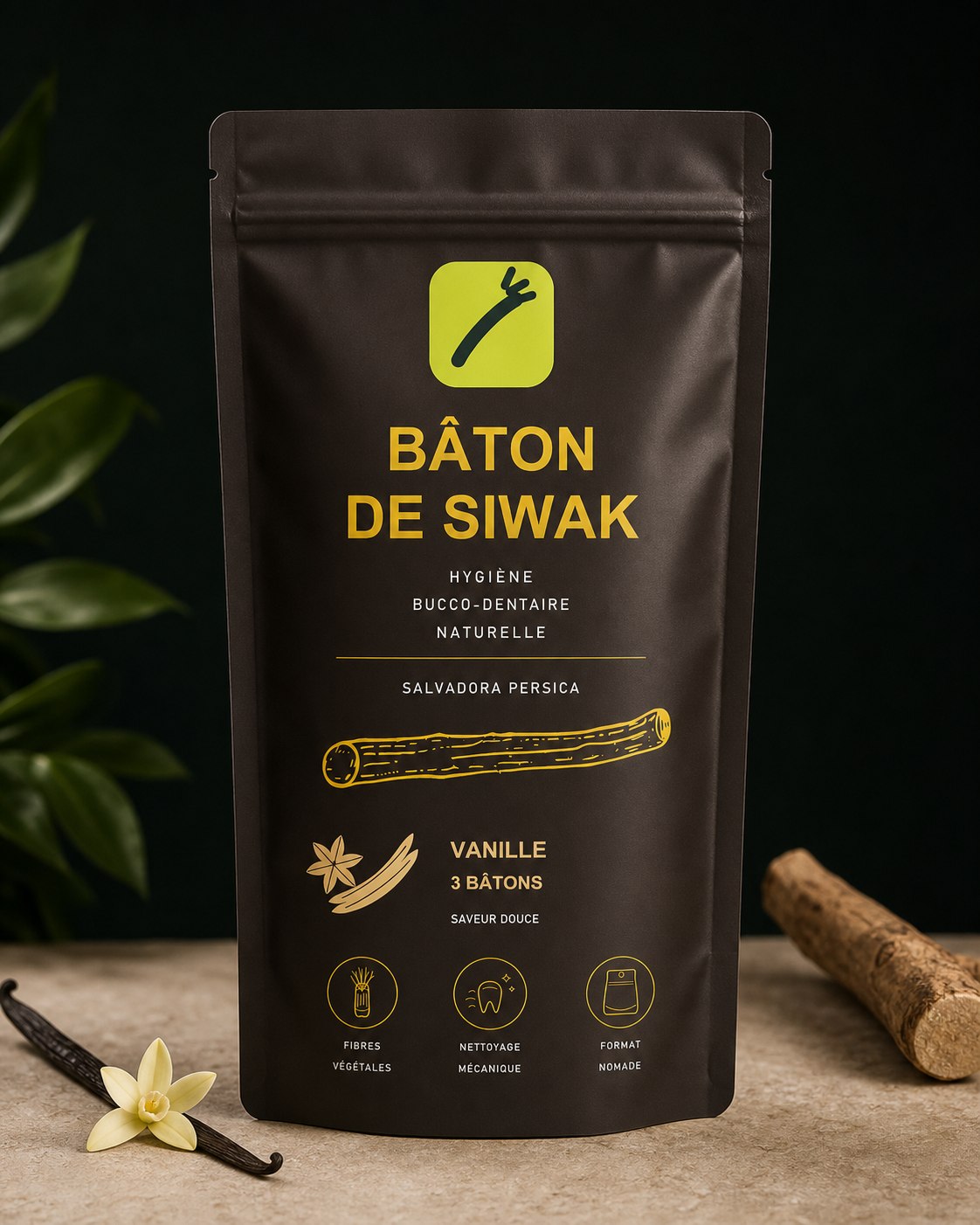 Sachet Bâton de Siwak à la vanille, hygiène bucco-dentaire naturelle Salvadora persica