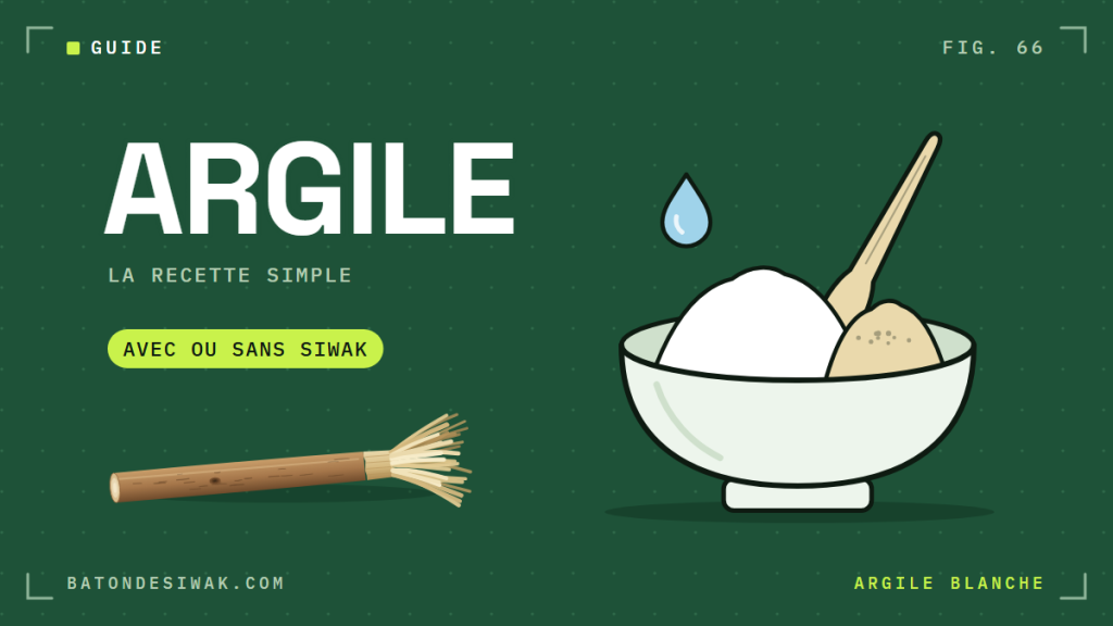 Bol d'argile blanche et de poudre de siwak avec une spatule : la recette simple du dentifrice à l'argile